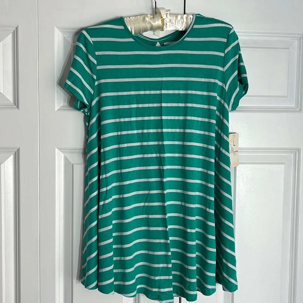 Spring , Summer Top with stripes, Color  green/ white